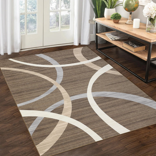 Modern Velvet Loop Area Rug – 100% Polyester 330 g/m² Carpet with TPR Non-Slip Backing (Washed Finish)