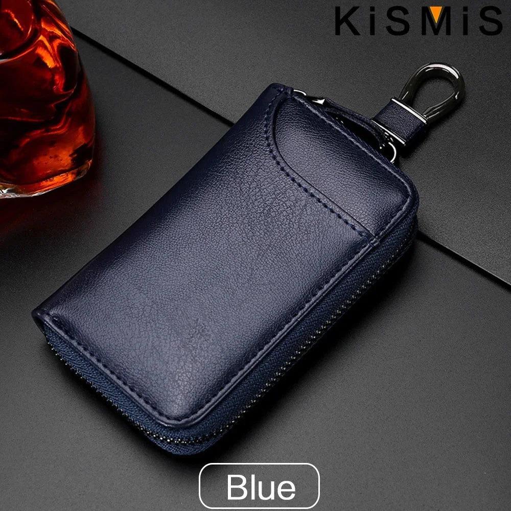 Genuine Leather Keychain Organizer – Unisex Key Bag, Multifunction Wallet & Car Key Holder Pouch