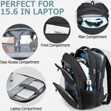 BIKROD 15.6" School & TSA Travel Laptop Backpack – USB Charging Water-Resistant Bookbag for Teen Boys, Men & Women