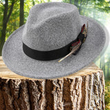 Unisex Classic Fedora Hat – Vintage Panama-Style Felt with Stylish Feather Detail for Summer Events & Jazz Festivals