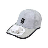 Summer Fan Hat – Mesh Baseball Cap with Embroidered Letter & Built-In Cooling Fan for Men & Women