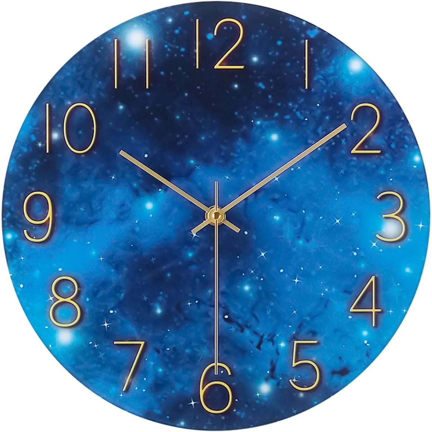 12” Silent Non-Ticking Galaxy Wall Clock – Cosmic Battery-Operated Analog Clock for Bedroom, Living Room, Kitchen & Office
