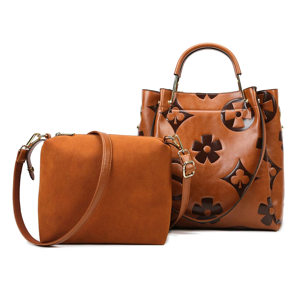 Women’s PU Leather Bucket Bag – Embossed Large-Capacity Shoulder Tote with Top Handle for Work, Shopping & Travel