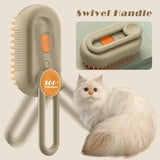 3-in-1 Steam Brush Cat & Dog Grooming Comb – Steamy Spray Hair Remover, Massage Comb & Pet Cleaning Tool