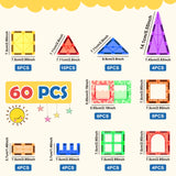 60PCS Magnetic Building Tiles Set – STEM Educational Construction Blocks, Sensory Learning Toys for Kids Ages 3+, Boys & Girls