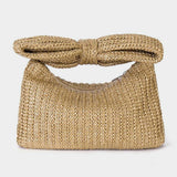 Women’s Crochet Straw Beach Handbag – Summer Bow Tote with Zipper Closure for Weddings, Parties & Vacations