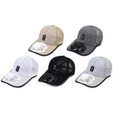 Summer Fan Hat – Mesh Baseball Cap with Embroidered Letter & Built-In Cooling Fan for Men & Women