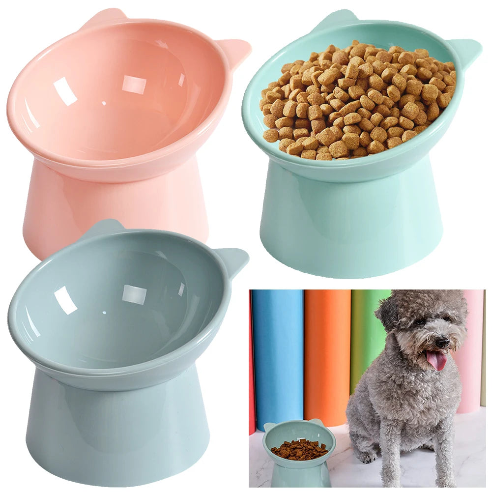 Tilted Elevated Cat Food Bowl – Ergonomic Raised Anti-Vomiting Feeder for Flat-Faced Cats & Small Dogs
