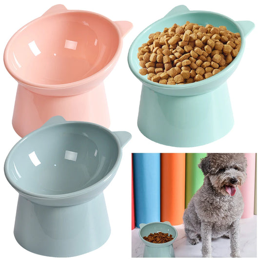 Tilted Elevated Cat Food Bowl – Ergonomic Raised Anti-Vomiting Feeder for Flat-Faced Cats & Small Dogs