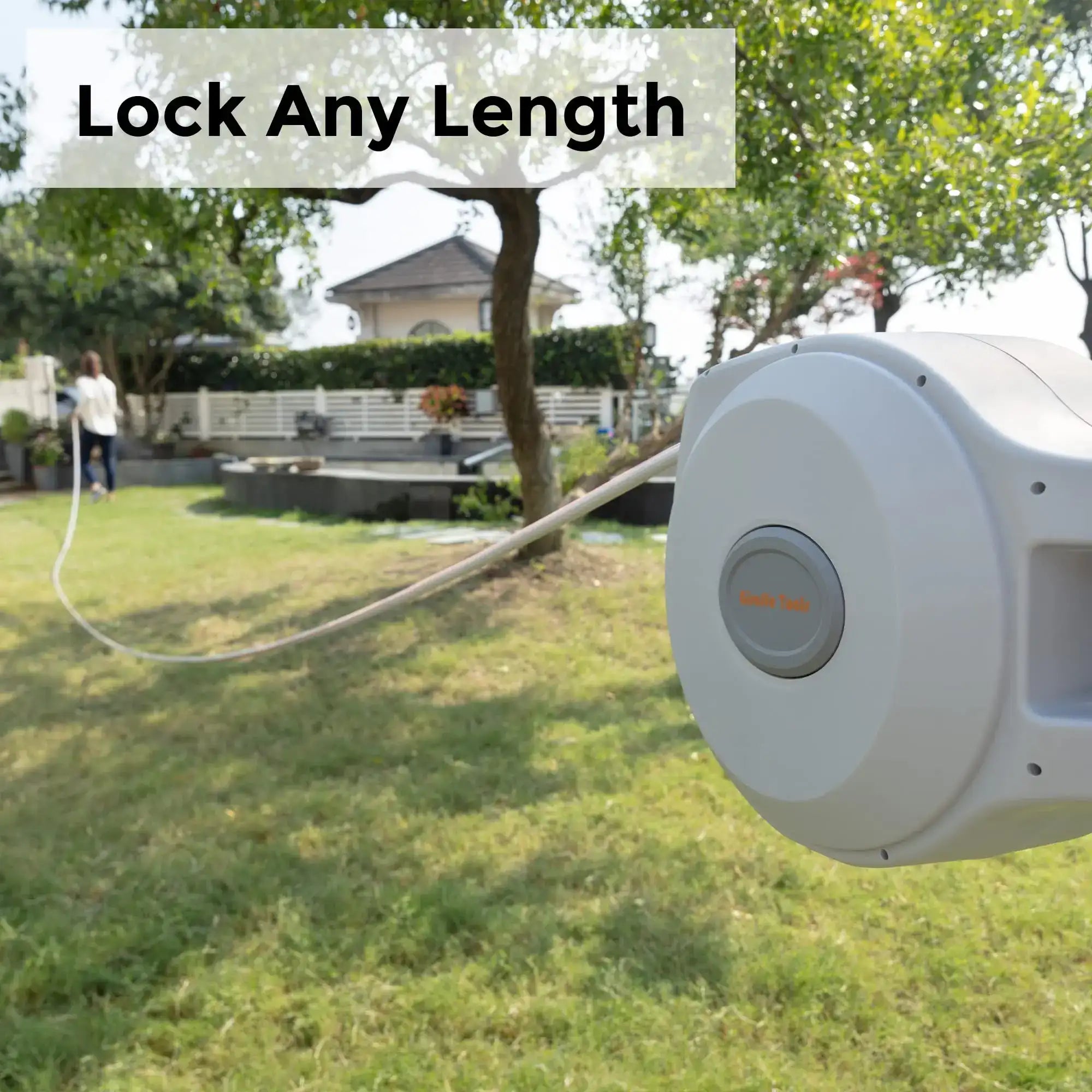 Giraffe Tools CW20 Heavy-Duty Retractable Garden Hose Reel – 5/8″ × 65 ft with Swivel Bracket, Any-Length Lock