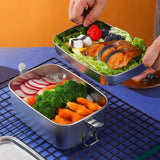 2-Layer Stainless Steel Bento Lunch Box – 1000 ml Insulated Food Container for School, Office & Kitchen