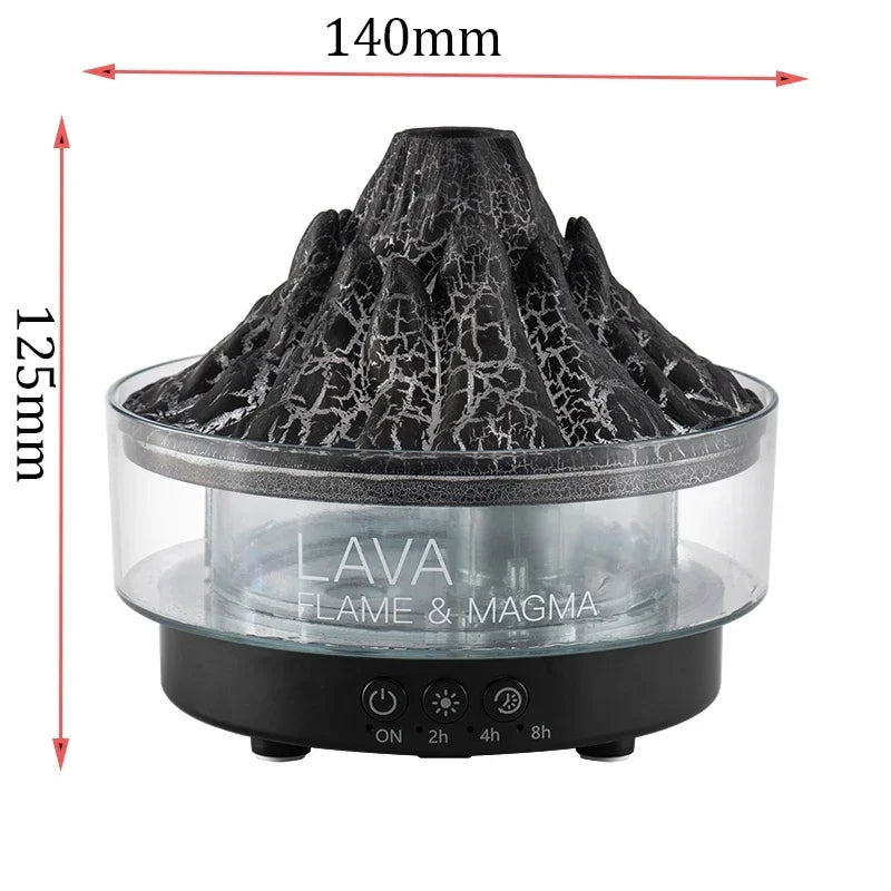 Glacier Lava Humidifier with Color LED & Realistic Flame Effect – Aroma Diffuser with 3-Speed Timer