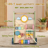 “Wooden Baby Walker with Wheels – Montessori Push Toy for 6–12 Months Toddlers, Activity Center Baby Walking Toy for 1-Year-Olds”