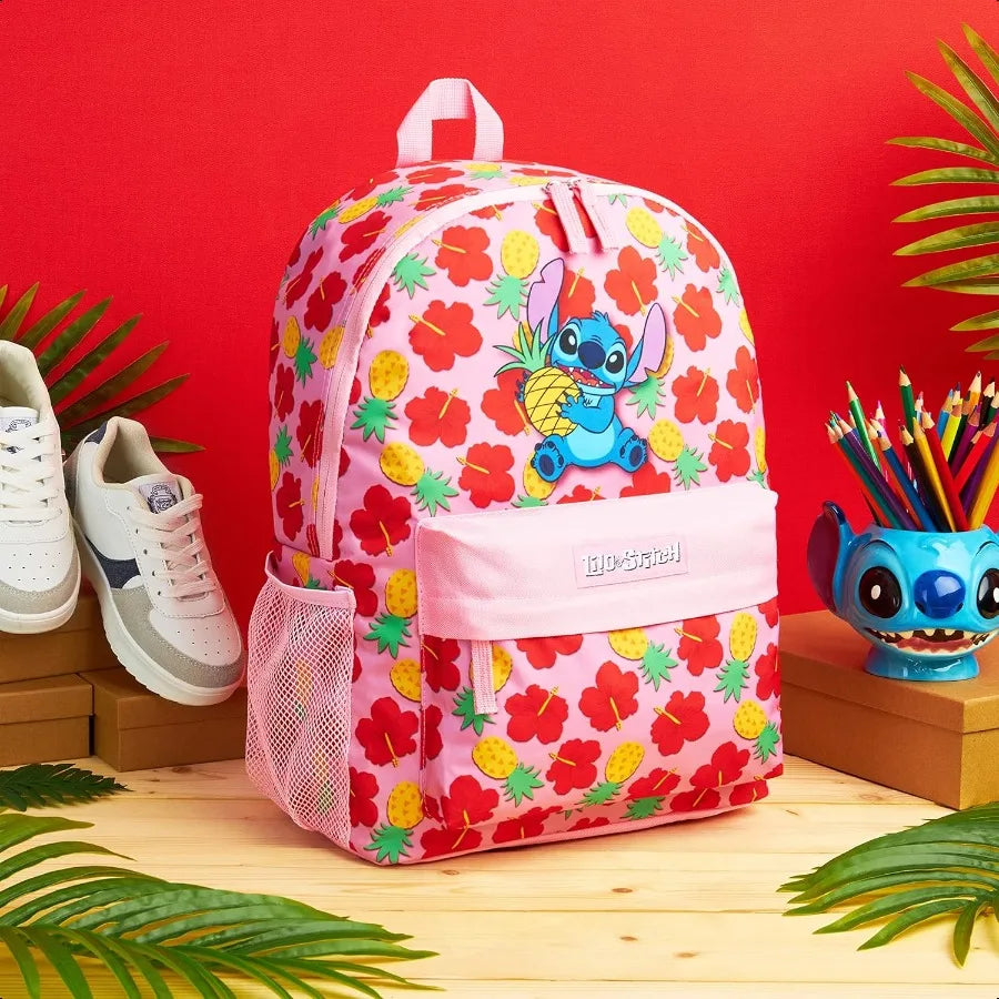 Stitch Backpack for Girls & Teens – Pink-Red School Book Bag with Cute Design