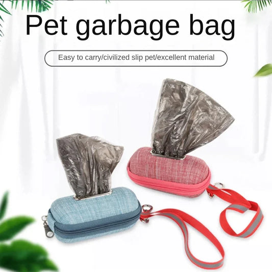Portable Dog Poop Bag Dispenser – Pet Waste Bag Holder with Rope Clip & Refill Bags for Easy Cleanup on Walks