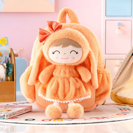 Gloveleya Snow Plush Rabbit Backpack – Orange Edition | Soft Animal Baby Bag for Toddlers & Baby Shower Gift