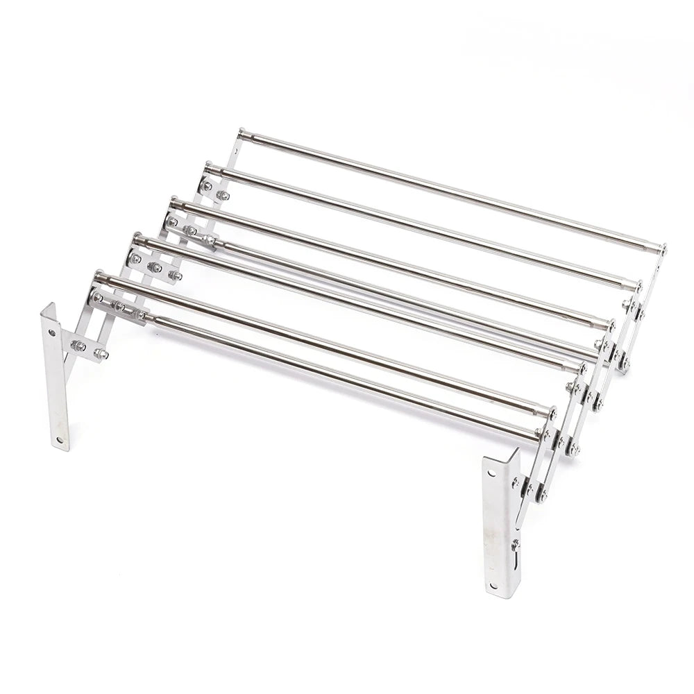Adjustable Stainless-Steel Wall-Mounted Laundry Drying Rack – Extends 42-80 cm, Foldable Towel Holder for Bathroom & Utility