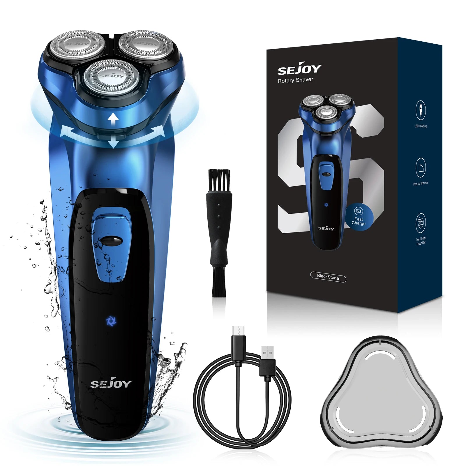 Sejoy Electric Razor – USB‑C Rechargeable Rotary Shaver with 3D Floating Heads & Pop‑Up Trimmer for Travel 🧳🪒