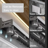 Kitchen Wall-Mounted Spice Storage Rack with Hooks – Space-Saving Kitchen Organizer