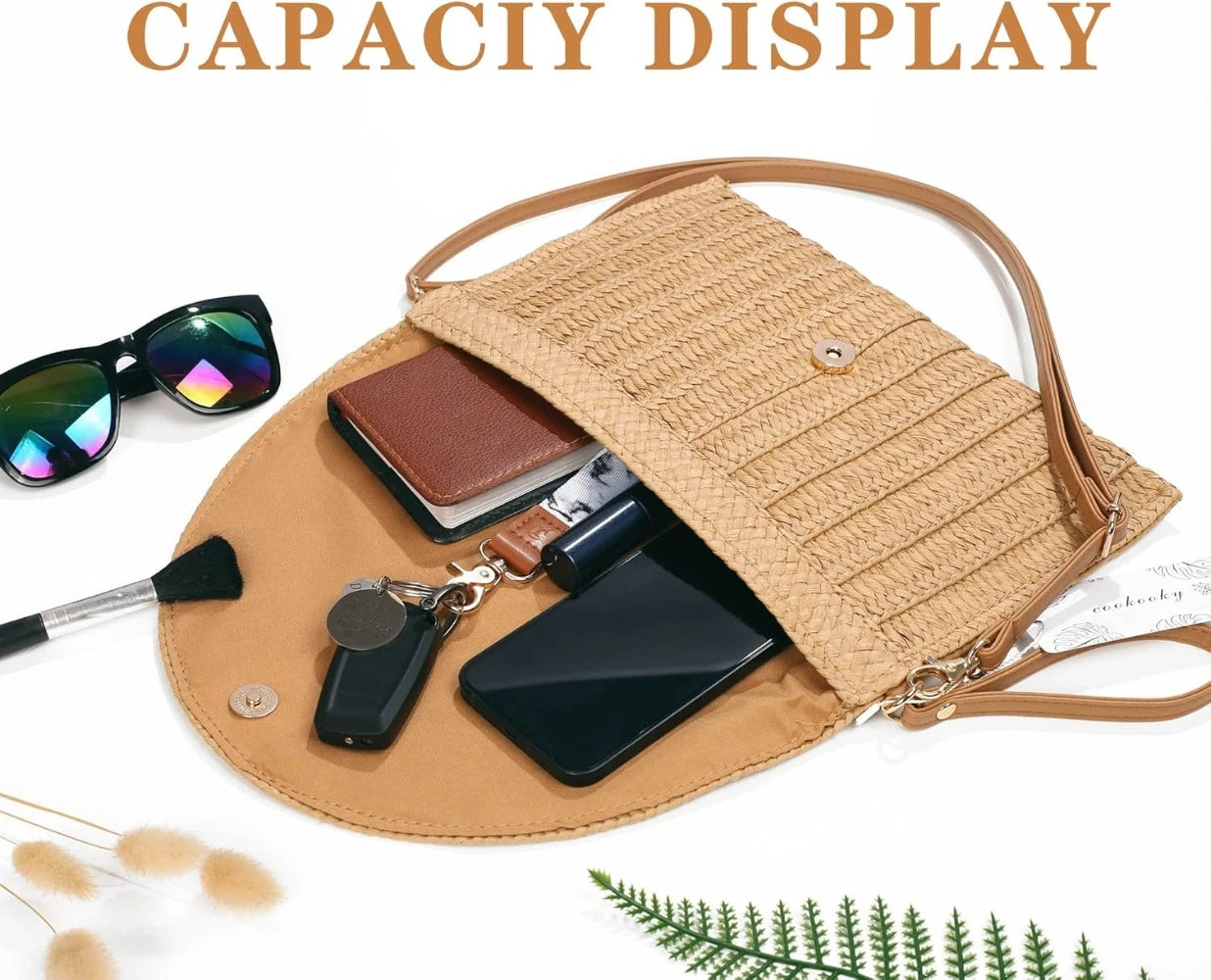 Women’s Woven Straw Envelope Clutch – Summer Beach Handbag & Casual Boho Purse for Vacations and Daily Use