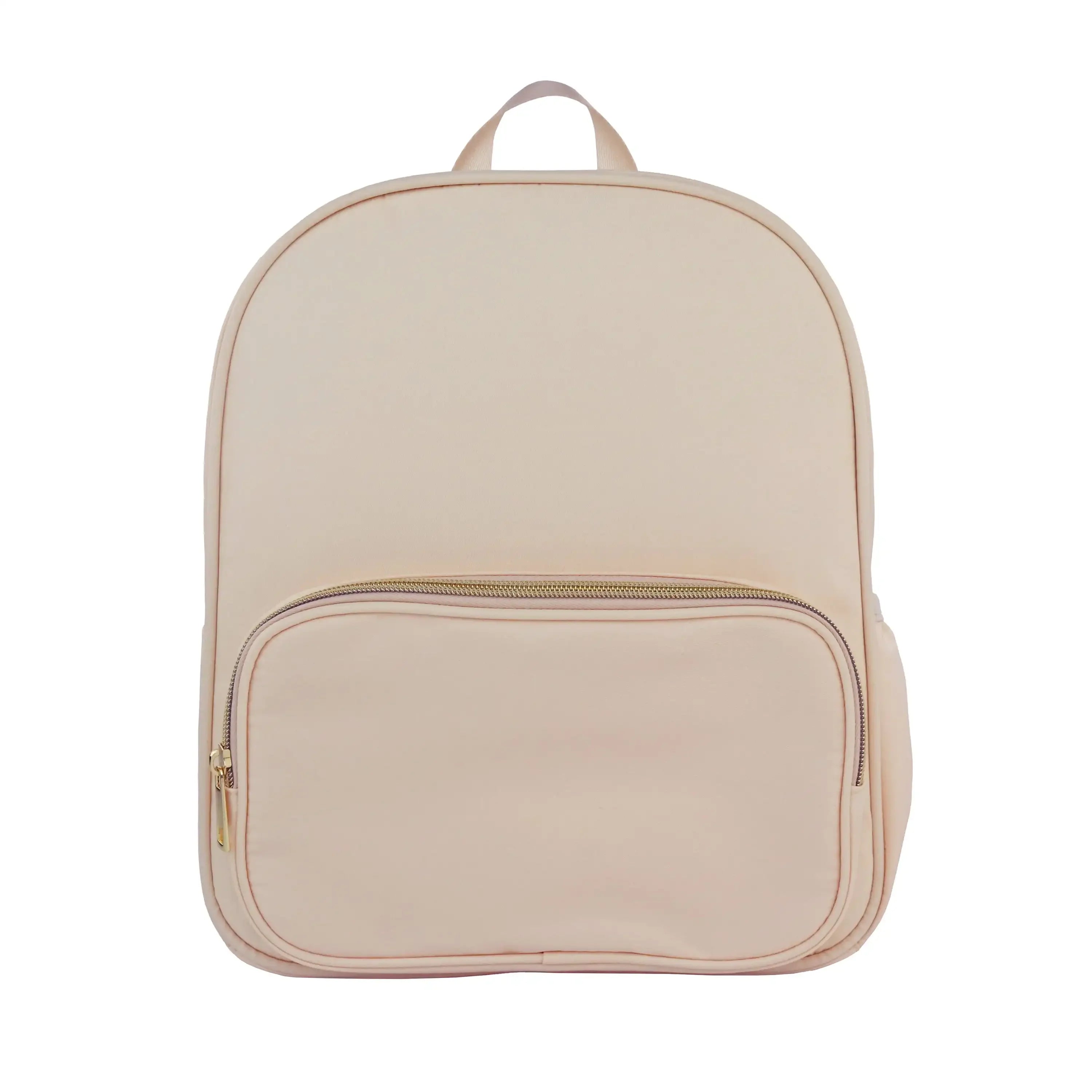 Tan Customizable Nylon Travel & School Backpack – Everyday Large Capacity Bag