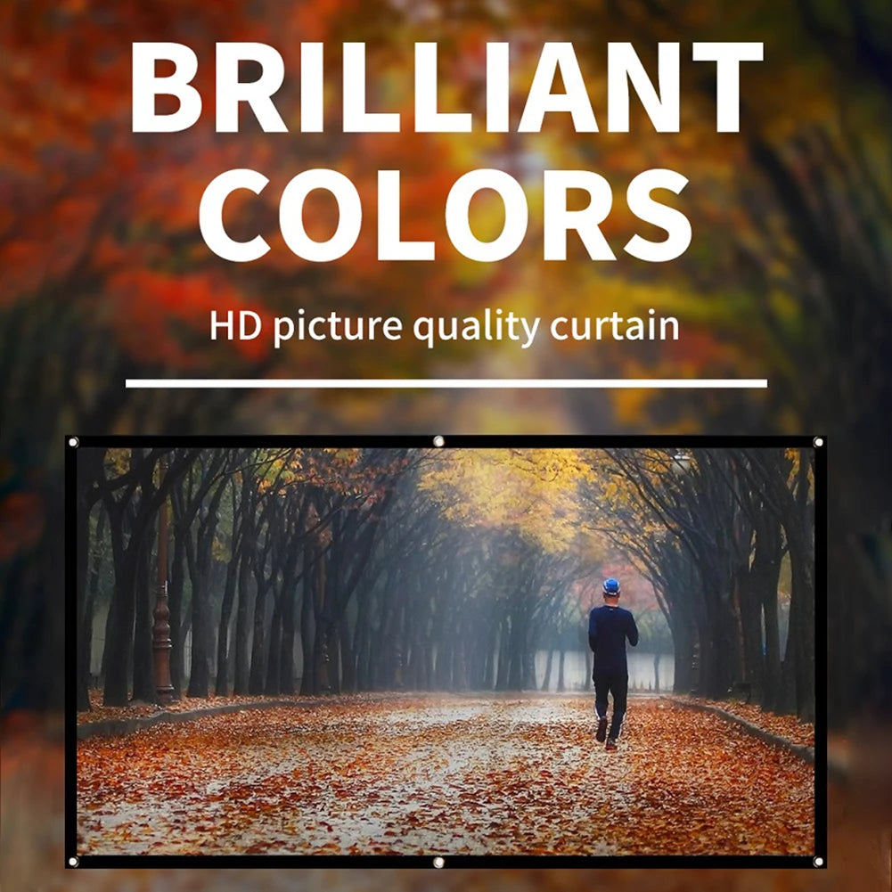 16:9 High-Density Translucent Portable Projection Screen – 60–150″ HD/3D/4K Ready for Home & Office
