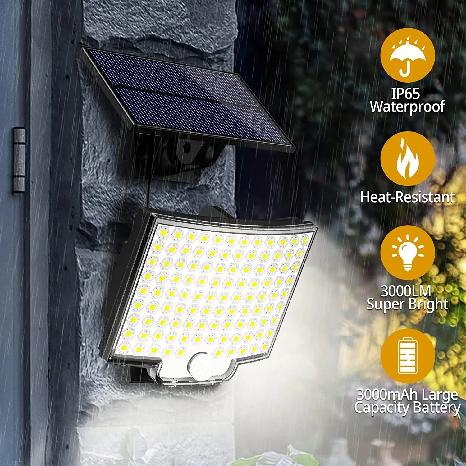 Solar Outdoor Motion Sensor Light with Remote – LED Floodlight | Waterproof Security Light for Patio, Garage, Porch & Yard