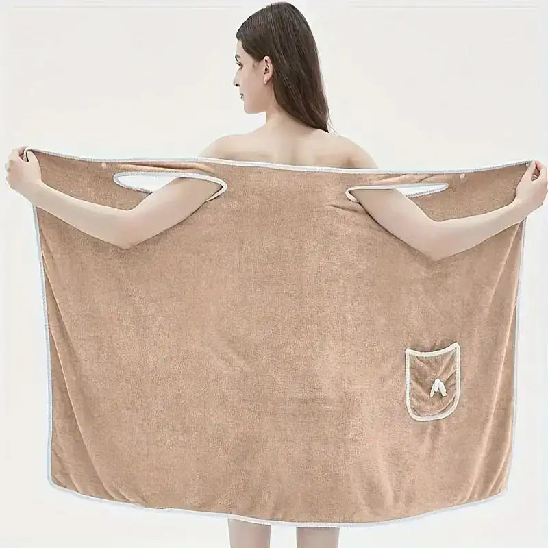 “Wearable Bath Towel with Bowknot – Coral Velvet Bath Skirt for Adults, Quick-Drying & Soft Absorbent Wrap”
