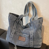 Women’s Large Denim Shoulder Bag – Trendy Tote Handbag with Spacious Capacity for Shopping & Daily Commute 👜💙