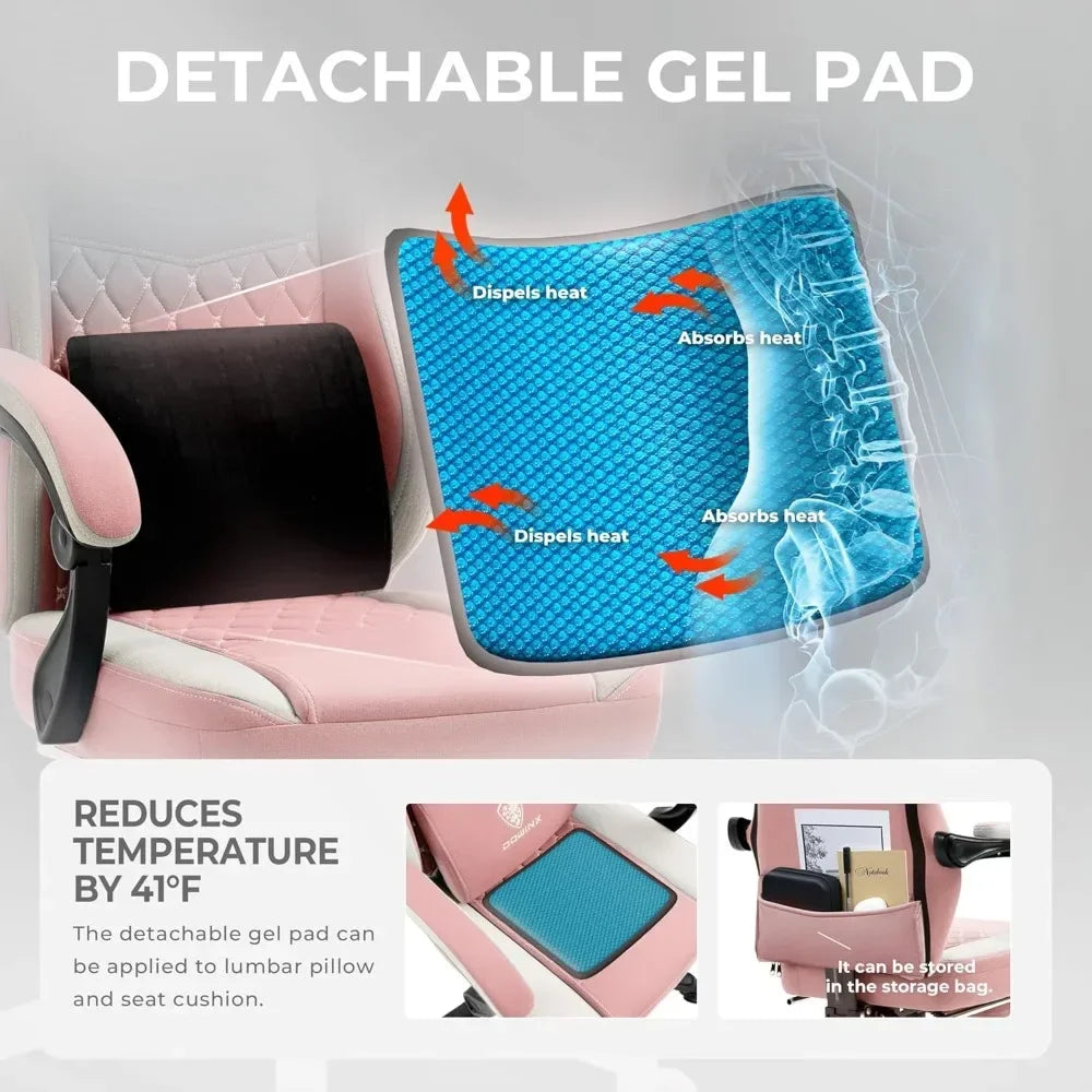 Ergonomic Gaming Chair – Breathable Fabric Gamer Seat with Gel Pad, Pocket Spring Cushion & Storage Bag