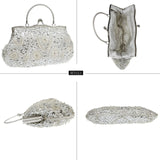 Women’s Retro Beaded Embroidered Evening Bag – Bridal Clutch with Chain Strap for Weddings, Parties & Banquets