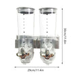 2-Pc Wall-Mount Dry Food Dispenser Set – Stainless Steel Cereal, Rice & Grain Containers (Silver & Black)