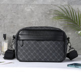 Men’s Plaid Leather Small-Square Crossbody Satchel – Compact Business Shoulder + Sling Bag