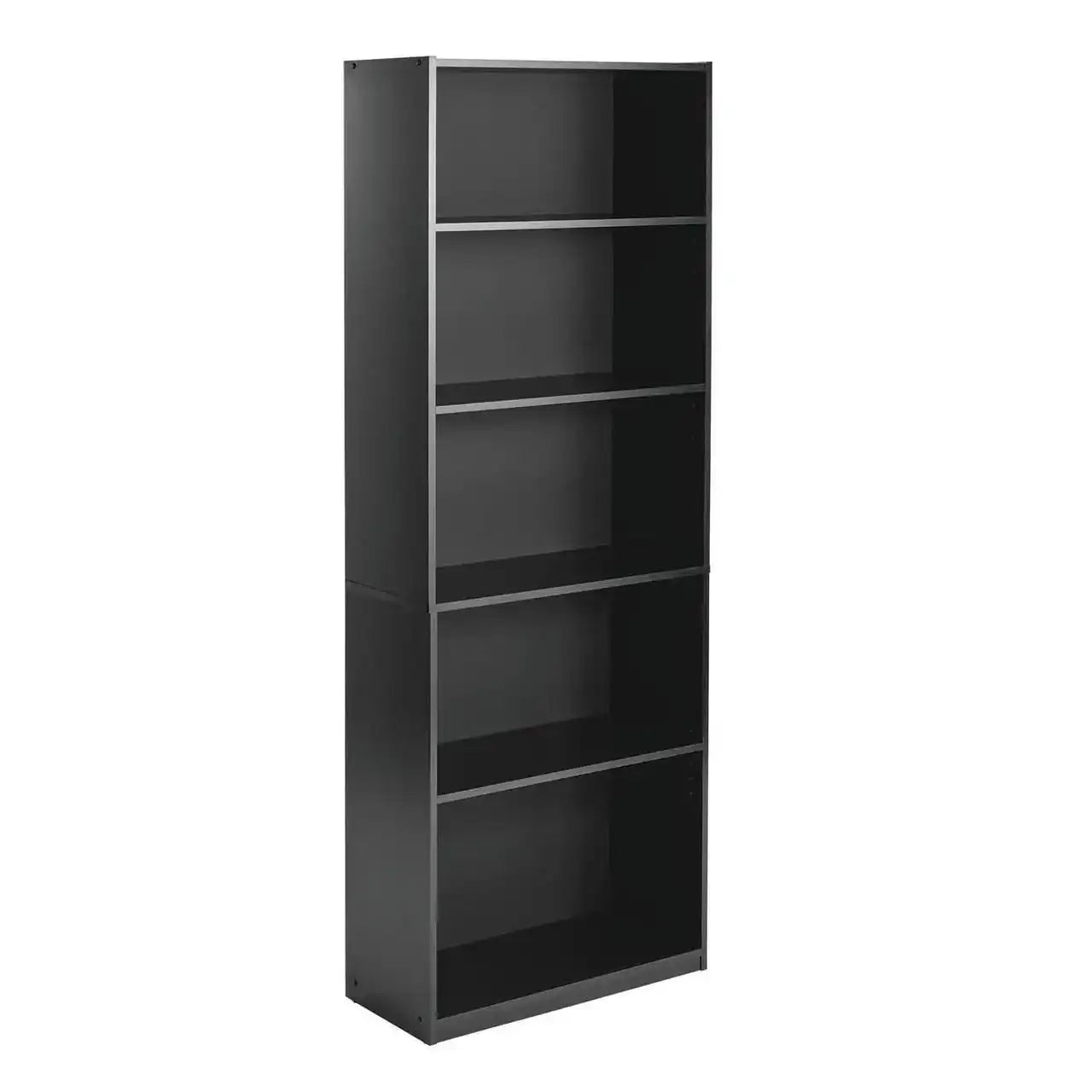 5-Shelf Bookcase with Adjustable Shelves, True Black Oak - PulinGO