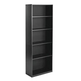5-Shelf Bookcase with Adjustable Shelves, True Black Oak - PulinGO