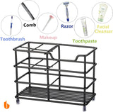 304 Stainless Steel Toothbrush & Toothpaste Holder Stand – Bathroom Organizer (Black)