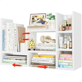 Modern White Desktop Shelf Organizer – Top-of-Desk Storage & Corner Bookshelf Display