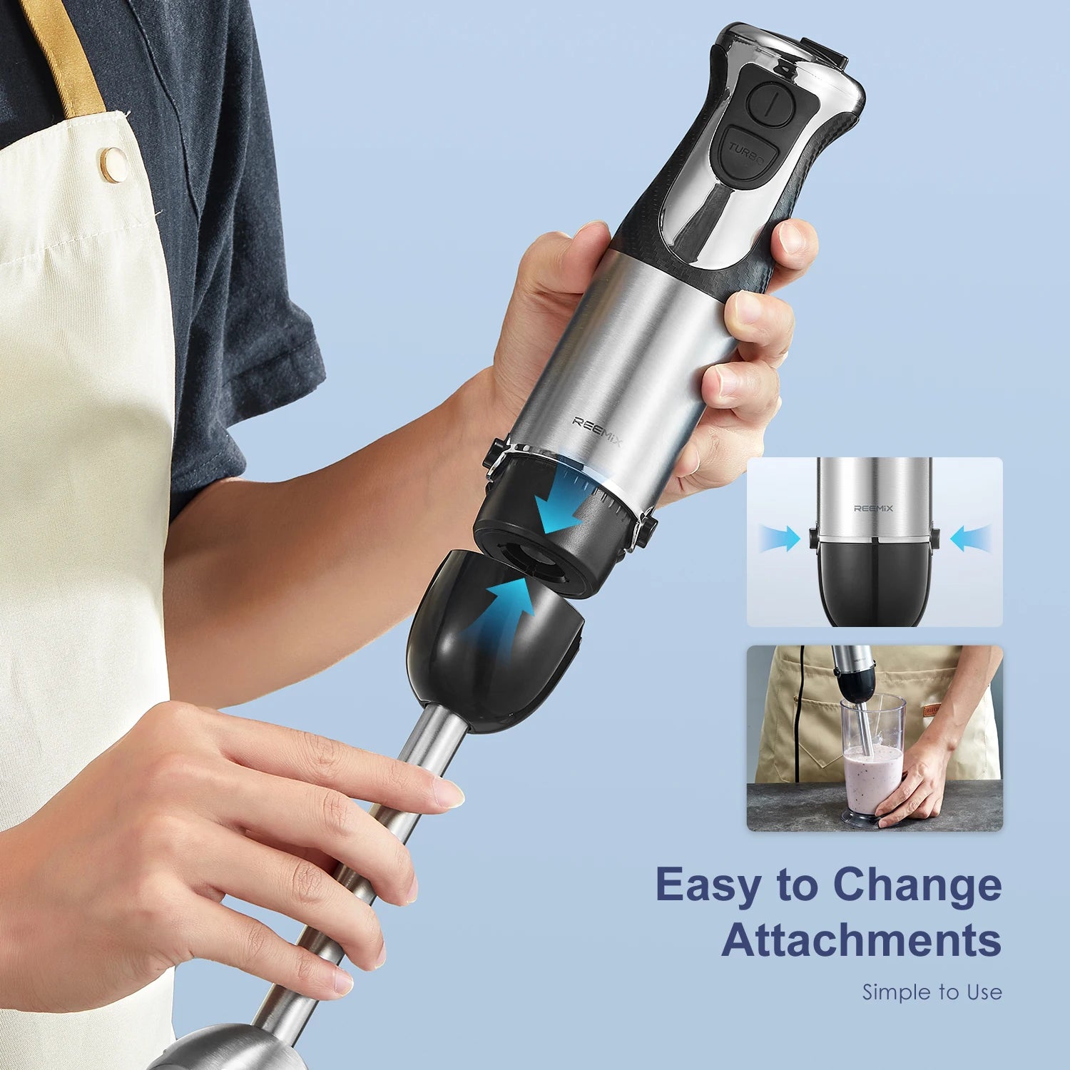 5-in-1 Handheld Immersion Blender – 1000 W Copper Motor, Turbo Mode & Multiple Attachments 🥣✨