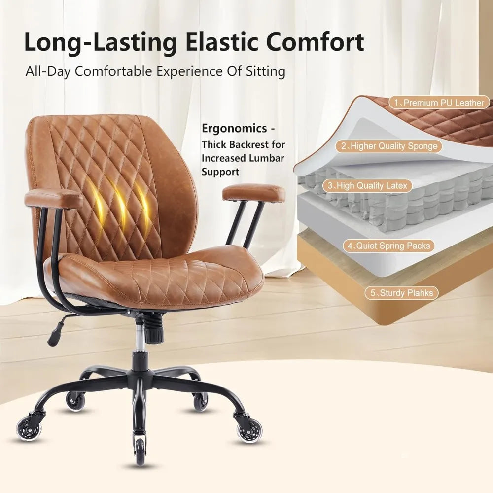 💺 Ergonomic Office Desk Chair – Computer Chair with Lumbar Support, Adjustable Height & Rubber Casters for Home Office