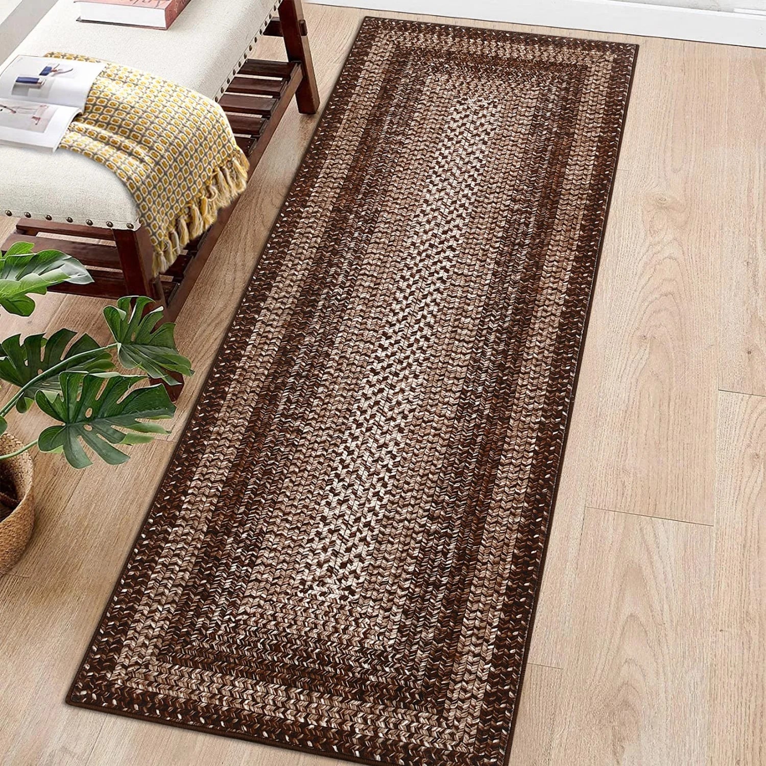 Washable Modern Braided Area Rug – Large Non-Slip Carpet for Living Room & Bedroom Floor Décor
