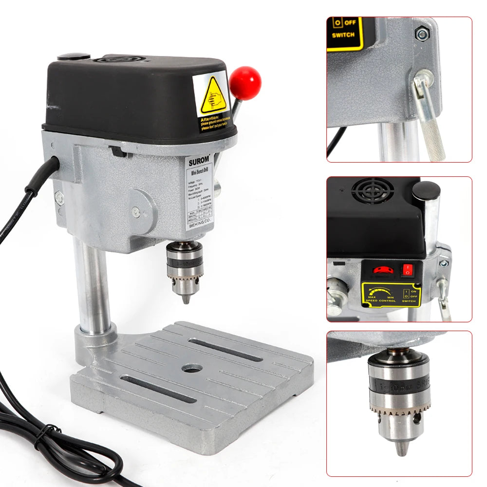 High-Speed Mini Drilling Machine – 340W Bench Drill with 1–10mm Chuck | Compact Precision Table Drill Press