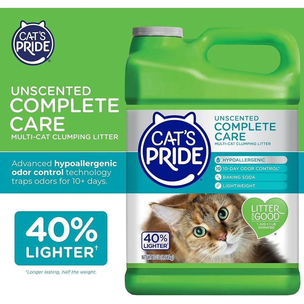 Premium Lightweight Clumping Cat Litter – Hypoallergenic, Unscented Multi-Cat Formula with 10-Day Odor Control