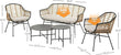 “5-Piece Outdoor Wicker Patio Conversation Set with Cushions & Coffee Tables – Boho Indoor/Outdoor Wicker Seating Set”