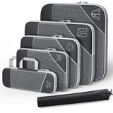 3-6 pcs Compressed Packing Cubes Travel Storage Organizer Set with Shoe Bag & Mesh Visual Luggage Set