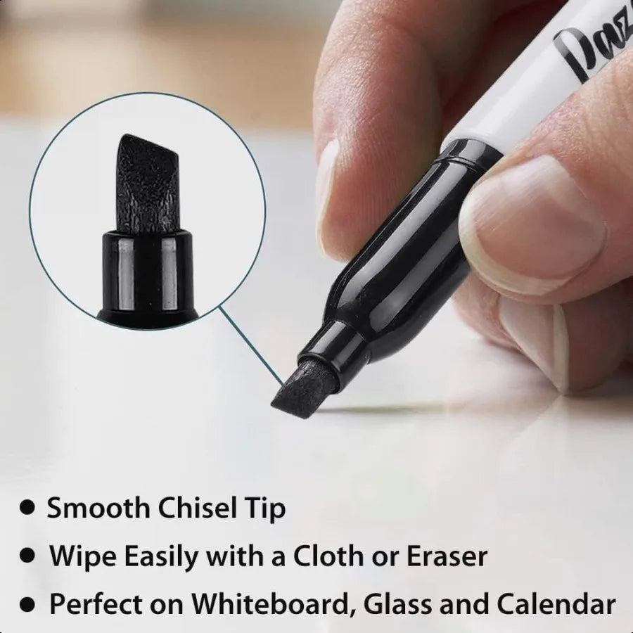 Dry Erase Markers Bulk Pack – 96 Black Chisel Tip Markers, Low-Odor Whiteboard Pens for School & Office