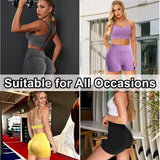 3-Piece High Waist Yoga Shorts Set – Solid Color, Breathable & Stretch Fitness Workout Shorts for Women