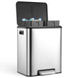Dual Trash Can – Stainless Steel 2 × 4 Gallon (2 × 15L) Garbage & Recycling Bin with Pedal, Inner Buckets & Soft-Close Lid