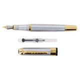 Luxury Golden & Silver Stainless Steel Fountain Pen – High-Quality Nib, Elegant Writing Pen for School, Office & Gift