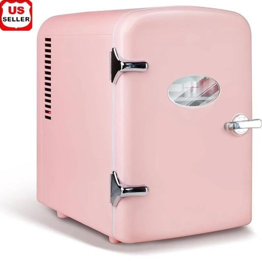 Portable Mini Fridge – 4 L / 6-Can Cooler & Warmer Compact Quiet Refrigerator with Observation Window