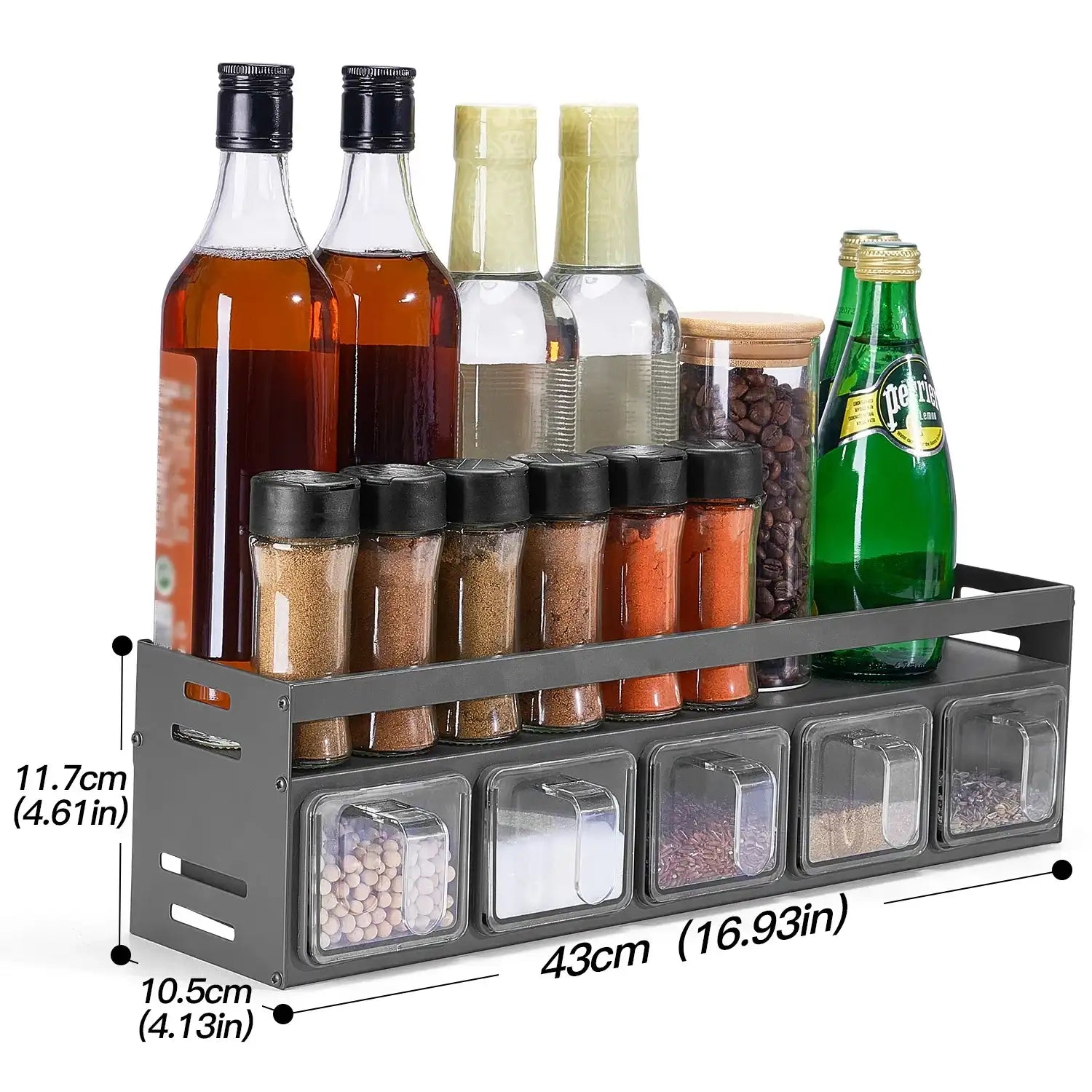 Stainless Steel Wall-Mounted Spice Rack Shelf – Punch-Free Over-Stove Organizer for Seasoning Jars & Bottles